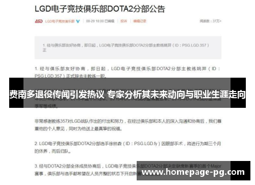 费南多退役传闻引发热议 专家分析其未来动向与职业生涯走向